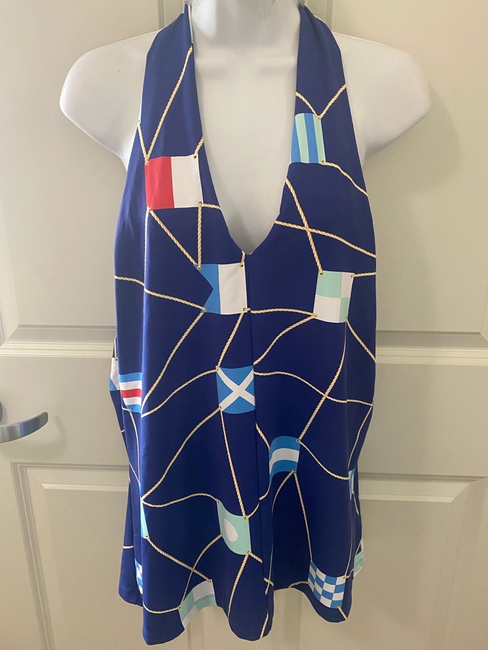 J McLaughlin NWT Yvette Navy Nautical Flag Halter Camisole Top
